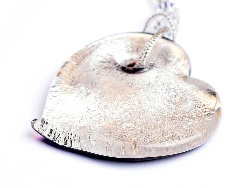 Glaciale - large, heart shaped Murano Glass pendant - showing the 3D effect of the heart